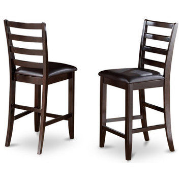 East West Furniture Fairwind 42" Leather Bar Stools in Cappuccino (Set of 2)