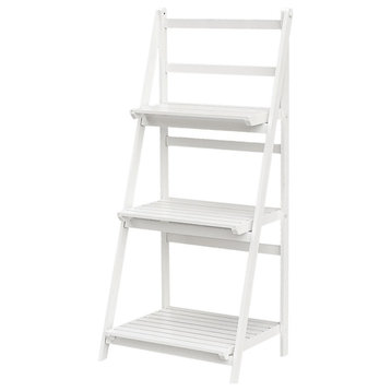 Gallerie Decor Natural Spa Transitional Bamboo Folding Towel Ladder in White