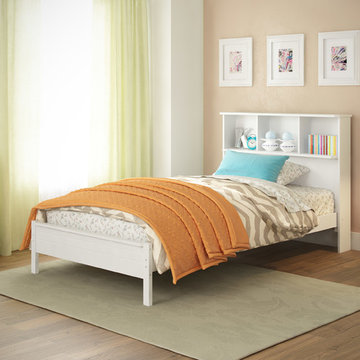 Ashland Twin/Single Bed With Bookcase Headboard, Snow White