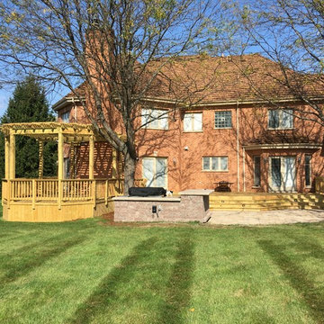 Combined Wood Deck with Belgard Paver Patio and Pergola in Long Grove, IL