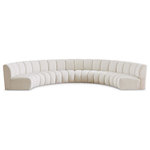 Meridian Furniture - Infinity Black Boucle Fabric Upholstered Arc Shaped Modular Sectional, Cream, 6-Piece, Arc-Shaped - Mix and match this Infinity boucle fabric modular chair with other items in the Infinity collection to find the best possible seating solution for your gang. Rich cream boucle fabric feels welcoming and soft to the skin, so you stay seated comfortably for the big game or while watching your favorite programs. Deep channel tufting adds to the longevity and durability of this modular chair while giving it texture.