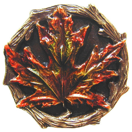 Maple Leaf Knob Antique Copper, Brass Hand Tinted