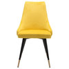Modern Contemporary Side Dining Chair, Set of 2, Yellow, Velvet Stainless Steel