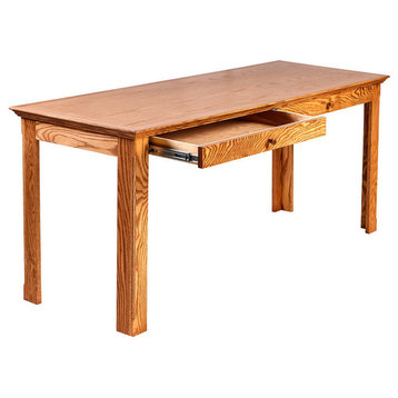Traditional Oak Writing Table With Drawers, Natural Alder