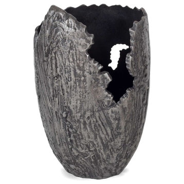 Terra Metal Vase, Large Grey
