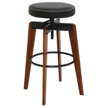 New Pacific Direct Nelson 32" Wood and PU Adjustable Stool in Vintage Black