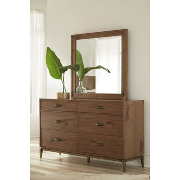 Modus Adler Dresser and Mirror, Natural Walnut