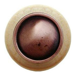 Inviting Home Inc. - Plain Dome Natural Wood Knob, Unfinished With Antique-Style Copper - Cabinet And Drawer Knobs