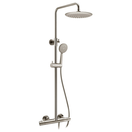 Heavy Rainfall Stainless Steel Shower Bar with Hand Sprayer, Brushed Nickel