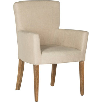 Safavieh Dale Arm Chair, Hemp, Linen, White Washed