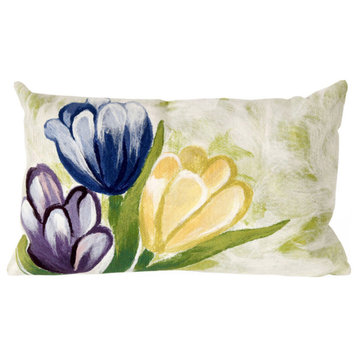Visions IV Tulips Indoor/Outdoor Pillow, Cool, 12"x20"