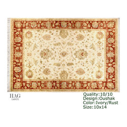 H.A.G. Hand Knotted Carpet 10/10 Quality Textured Ivory/Rust - Floor Rugs