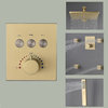 FontanaShowers Ceiling Mount Brushed Gold Bathroom Thermostatic Button Shower