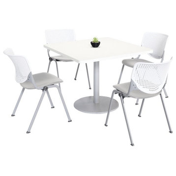 KFI 36" Square Dining Table - White Top - Kool Chairs - White/Grey