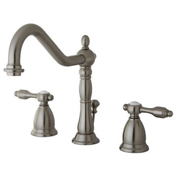 Kingston Brass Widespread Bathroom Faucet With Brass Pop-Up, Brushed Nickel