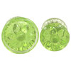 SET OF 2 Cystal Glass Knobs - Flower Olive Green small