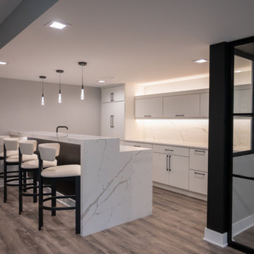 Finished Basement with Seated Bar, Wine Room and Golf Simulator in Rochester, MI