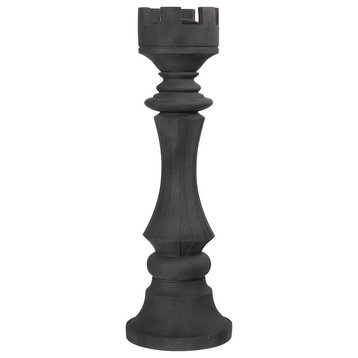 Rook Chess Sculpture, Cast Stone Black