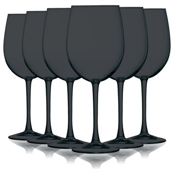 Cachet Accent Stem 16 oz Wine Glasses , Full Black
