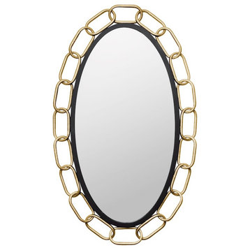 Varaluz Chains of Love 24x40 Oval Wall Mirror, Black/Textured Gold - 444MI24MBTG