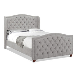 Hillsdale Barrington Upholstered Bed In Khaki Linen Transitional