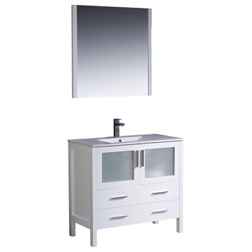 Fresca Torino 36" White Modern Bathroom Vanity With Integrated Sink