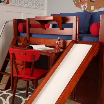 Espresso Loft Bed with Slide and Desk