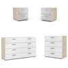 4PC Set Engineered Wood 2 Nightstands 1 Double Dresser & 1 Chest in Oak & White
