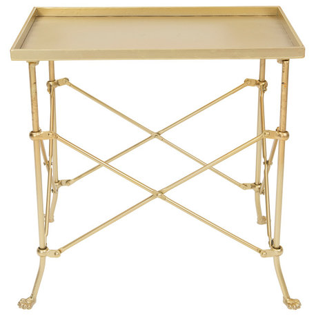 20" Metal Rectangle Accent Table, Gold