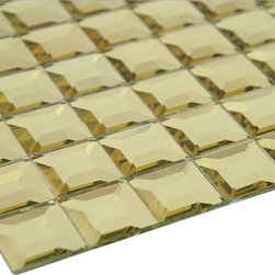 Glossy Golden 3D Modern Square Glass Mosaic Tiles - Home Accessories & Decor