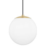 Mitzi - Stella One Light Pendant, Aged Brass - Globe lighting that's truly global. This go-anywhere frosted-glass ceiling light brings universal design to any room in the house. Available in aged brass old bronze and polished nickel Stella gives mid-century modern a fresh makeover with her sleek curves and endless style.