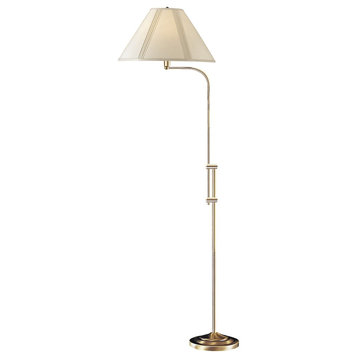 Cal Lighting 3-Way Floor Lamp With Adjustable Pole, Antique Brass