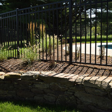 New Pool, Fireplace, retaining walls, Deck plantings