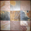 Indian Sunrise Slate Tiles, Natural Cleft Face/Back Finish, 16"x16", Set of 48