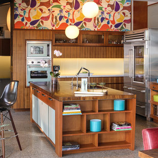 75 Beautiful Mid Century Modern Kitchen With Wood Countertops