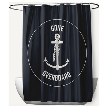 Gone Forever Overboard Shark Blue 70" w x 73" h Shower Curtain