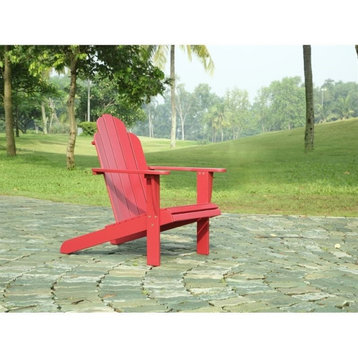 Linon Adirondack Sturdy Solid Acacia Wood Outdoor Chair in Red Stain