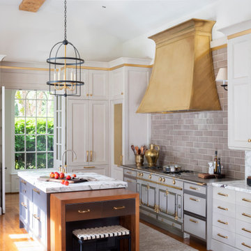 Brass Montrose Range Hood with Coved Crown, Atlanta