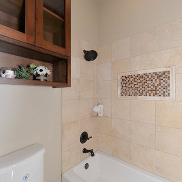 Guest bathroom with tile tub surround