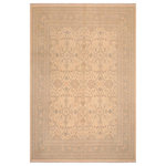 Bareens Designer Rugs - Bohemien Ziegler Charlott Beige/Green Wool Rug - 8'1'' x 9'11'' - A Persian influenced Turkish hand knotted rug made by skilled artisans capable of creating the most exceptional vegetable dyes and hand-spun New Zealand wool. This gorgeous one of a kind Peshawar Kafkaz handmade rugs is also known as a Chobi Ziegler Rug. This gorgeous rug is extremely versatile and is famous for its pleasing color palette and informal design that works in a myriad of interiors. It has been expertly hand-tied, finished, sun-dried, and can contain up to 1.5 million knots. It takes 4 skilled artisans to hand knot this rug nine to twelve months to complete this piece of art. The invigorating colors and patterns in this rug will give your home an elegant and fresh appearance. While drawing upon the coloring and patterns of antique rugs, contemporary Peshawar pieces incorporate modern design motifs and feature vibrant color tones. Give your room a luxurious look and feel with this beautiful rug with gorgeous color pallet. The intricate design allows this oriental rug to create a royal ambience in any d�cor. Hand knotted construction and natural fibers gives this rug soft feel under your feet.
