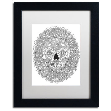 Hello Angel 'Candy Skull' Art, Black Frame, White Mat, 14x11