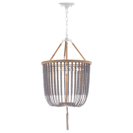Safavieh Angie 3-Light 18" Beaded Pendant, Gray