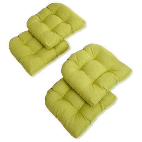 19" U-Shaped Spun Polyester Tufted Dining Chair Cushions, Set of 4, Lime