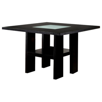 Bowery Hill Contemporary Wood Counter Height LED Dining Table in Black
