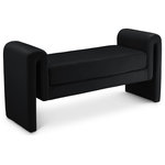 Meridian Furniture - Sloan Velvet Upholstered Bench, Black, 51" Wide - Place this lovely Sloan velvet bench wherever you want a chic and elegant spot to rest a spell and take a load off. Contemporary from top to bottom, this bench comes upholstered in black velvet material for a luxurious feel against the skin, adding to the comfortable feel of the bench's thickly padded cushion. A backless design gives the bench an uber modern look that's well suited for your entryway, bedroom or elsewhere.