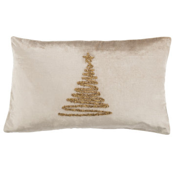 Safavieh Enchanted Evergreen Pillow, Beige/Gold, 12"x20"