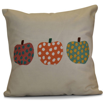 3 Little Pumpkins Geometric Print Pillow, Orange, 16"x16"