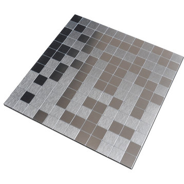 Peel and Stick Metal Backsplash Tile Puzzle Brush 12"x12, A16011p10