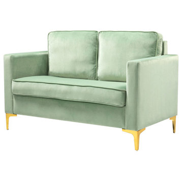 Modern Upholstered Sofa With Loose Back, Sage