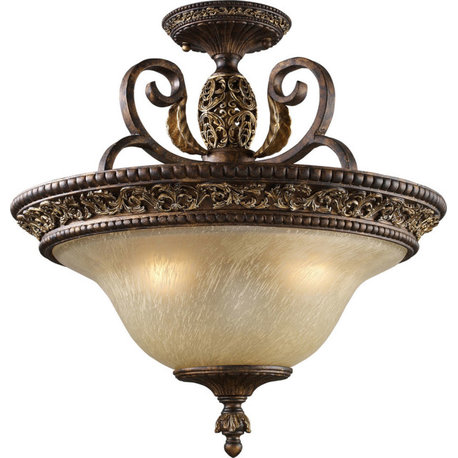 Regency 3-Light Semi-Flush, Burnt Bronze